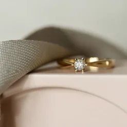 Diamant solitairering i 14 karat guld 0,20 ct