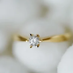 Diamant solitairering i 14 karat guld 0,20 ct