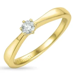 Diamant solitairering i 14 karat guld 0,10 ct