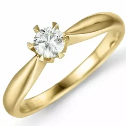 Diamant solitairering i 14 karat guld 0,20 ct