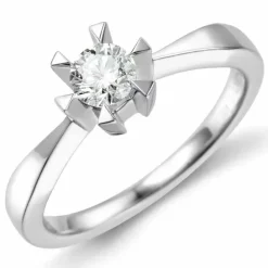Diamant solitairering i 14 karat hvidguld 0,40 ct