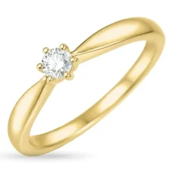 Diamant solitairering i 14 karat guld 0,12 ct