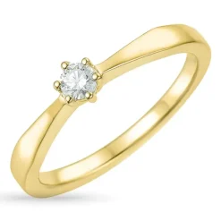 Diamant solitairering i 14 karat guld 0,12 ct