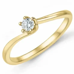 Diamant solitairering i 14 karat guld 0,10 ct