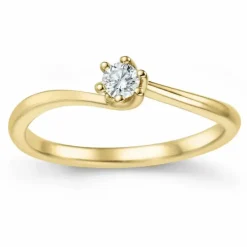 Diamant solitairering i 14 karat guld 0,10 ct