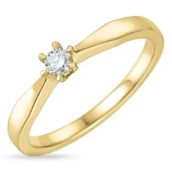 Diamant solitairering i 14 karat guld 0,10 ct