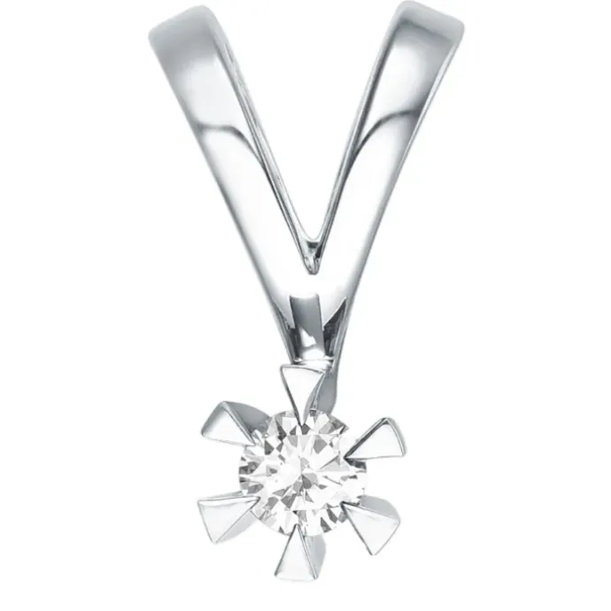 Diamant solitairevedhæng i 14 karat hvidguld 0,10 ct