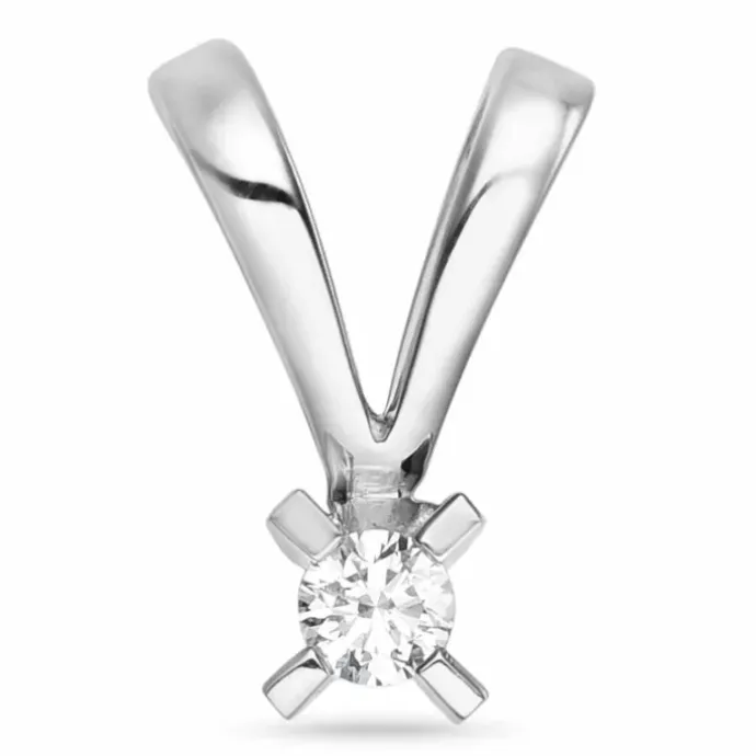 Diamant solitairevedhæng i 14 karat hvidguld 0,05 ct
