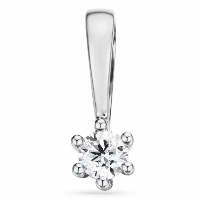 Diamant solitairevedhæng i 14 karat hvidguld 0,05 ct