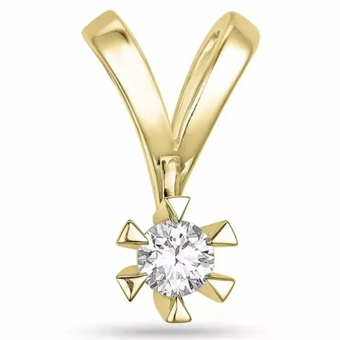 Diamant solitairevedhæng i 14 karat guld 0,20 ct