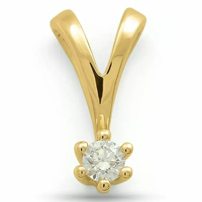 Diamant solitairevedhæng i 14 karat guld 0,10 ct