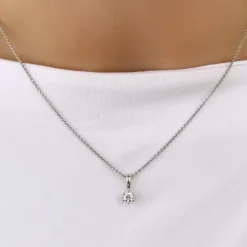 Diamant solitairevedhæng i 14 karat hvidguld 0,20 ct