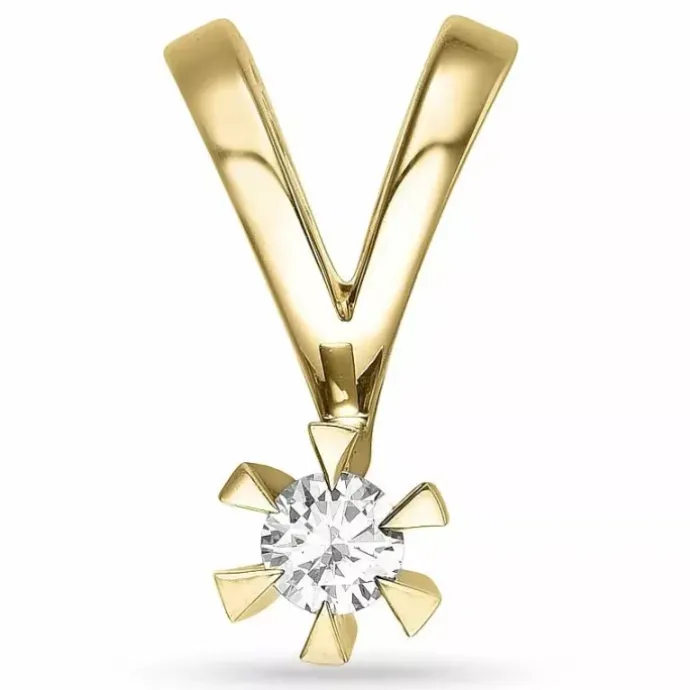 Diamant solitairevedhæng i 14 karat guld 0,10 ct