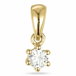 Diamant solitairevedhæng i 14 karat guld 0,10 ct