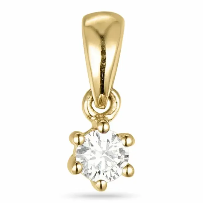 Diamant solitairevedhæng i 14 karat guld 0,10 ct
