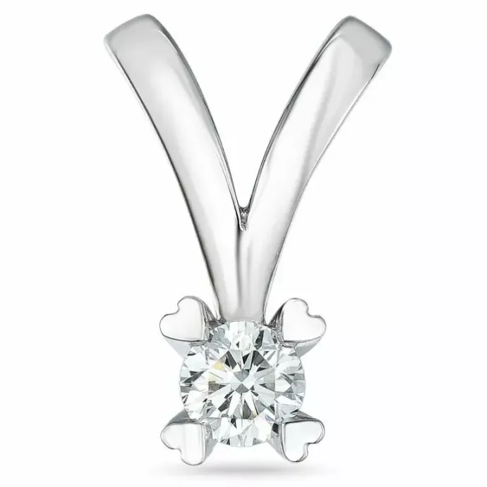 Diamant solitairevedhæng i 14 karat hvidguld 0,20 ct