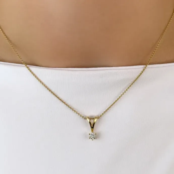 Diamant solitairevedhæng i 14 karat guld 0,20 ct