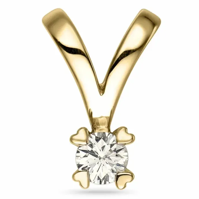 Diamant solitairevedhæng i 14 karat guld 0,20 ct