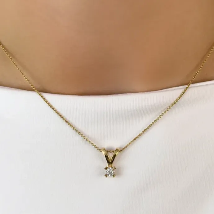 Diamant solitairevedhæng i 14 karat guld 0,20 ct
