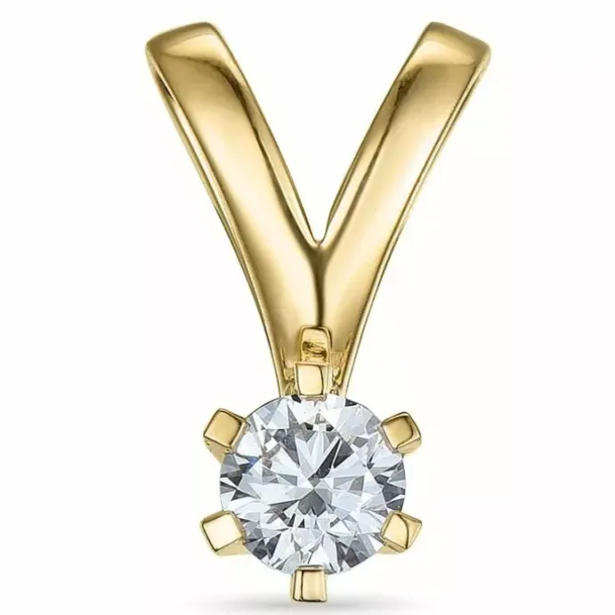 Diamant solitairevedhæng i 14 karat guld 0,20 ct