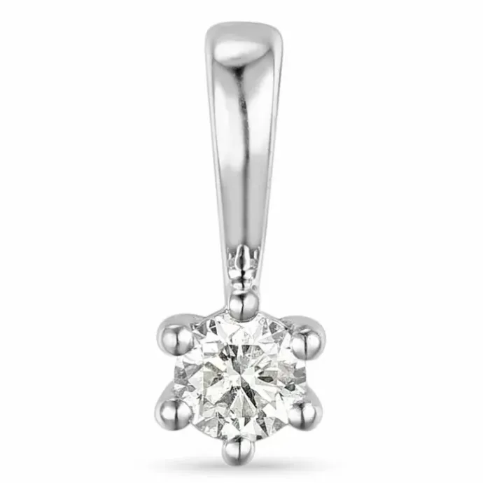 Diamant solitairevedhæng i 14 karat hvidguld 0,10 ct