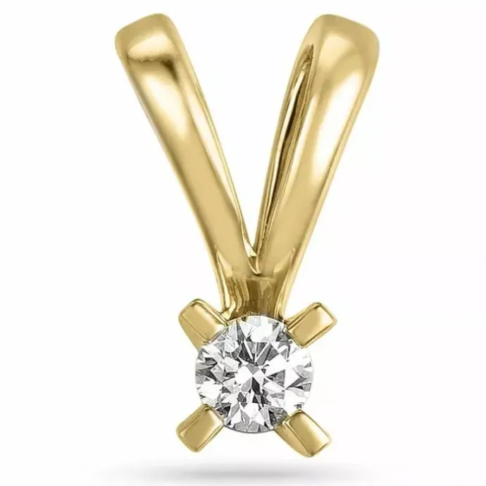 Diamant solitairevedhæng i 14 karat guld 0,10 ct