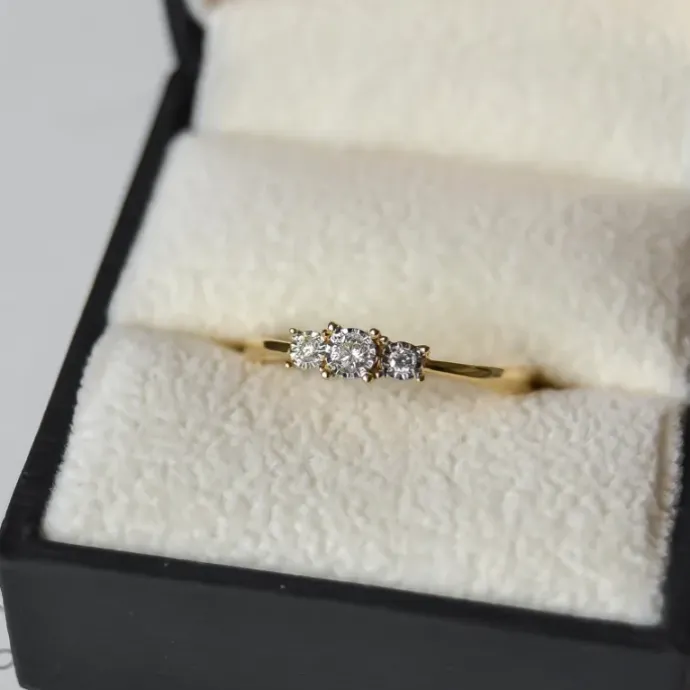 Diamantring i 14 karat guld.- og hvidguld 0,06 ct 0,03 ct