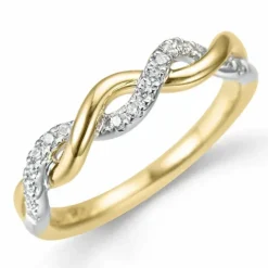Diamantring i 14 karat guld.- og hvidguld 0,13 ct