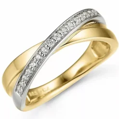 Diamantring i 14 karat guld.- og hvidguld 0,16 ct