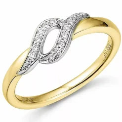 Diamantring i 9 karat guld.- og hvidguld 0,06 ct