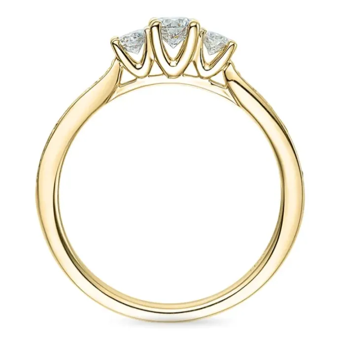 Diamantring i 14 karat guld 0,20 ct 2 x 0,065 ct 0,10 ct