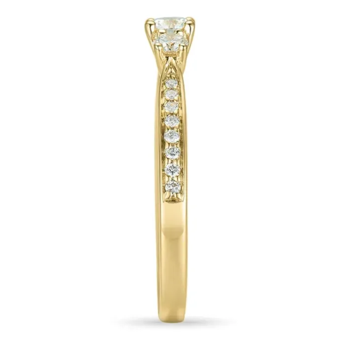 Diamantring i 14 karat guld 0,20 ct 2 x 0,065 ct 0,10 ct