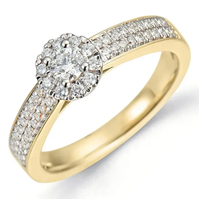 Diamantring i 14 karat guld.- og hvidguld 0,31 ct 0,20 ct ct