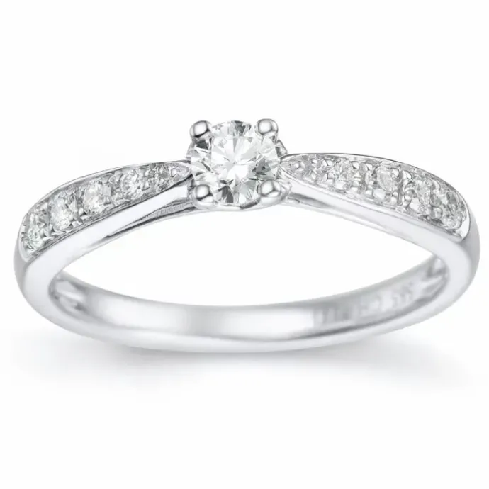 Diamantring i 14 karat hvidguld 0,18 ct 0,14 ct