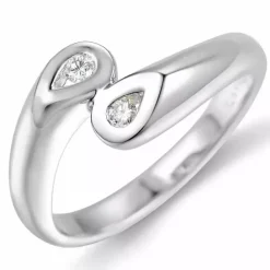 Diamantring i 9 karat hvidguld 0,06 ct