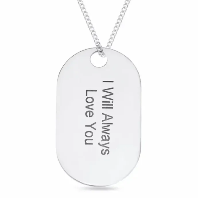 Dogtag Navnehalskæde med vedhæng i sølv