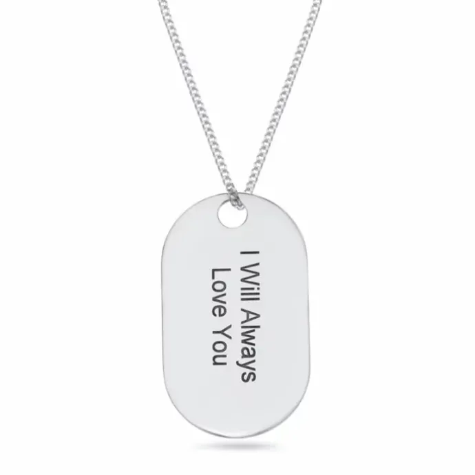 Dogtag Navnehalskæde med vedhæng i sølv