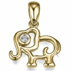 Elefant diamant guldvedhæng i 14 karat guld 0,01 ct