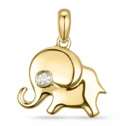Elefant diamant vedhæng i 14 karat guld 0,02 ct