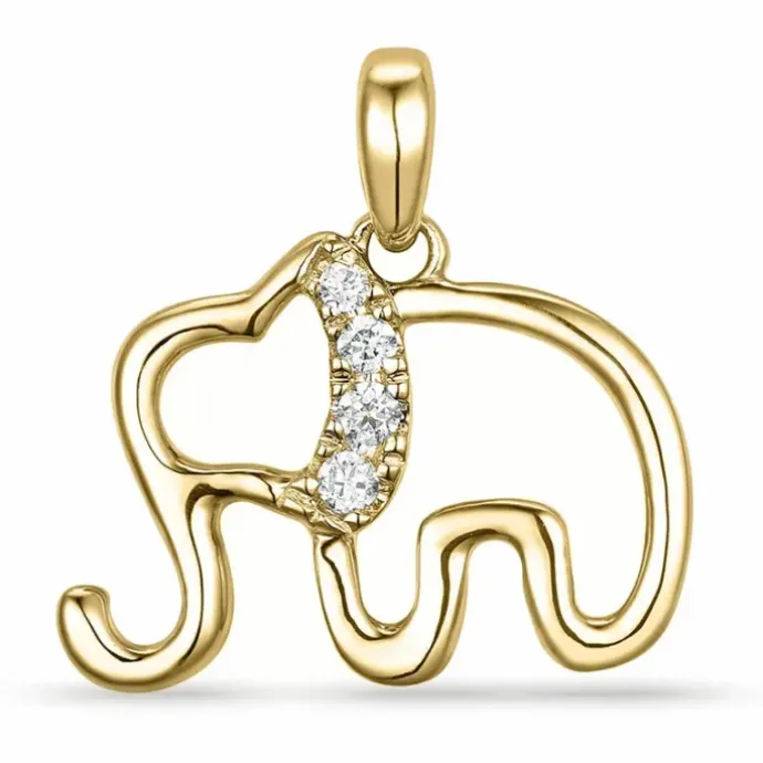 Elefant diamant vedhæng i 14 karat guld 0,04 ct
