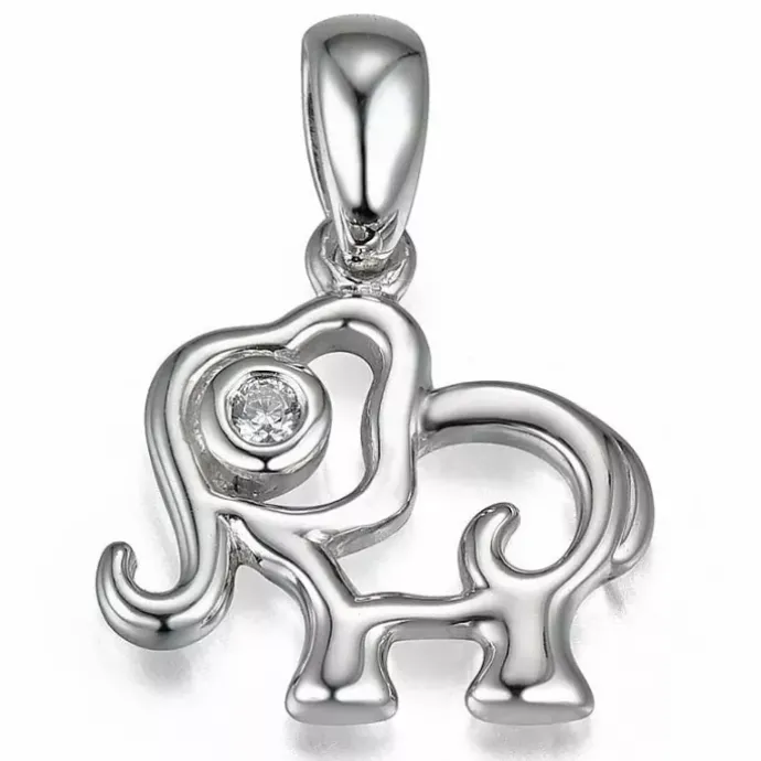 Elefant diamant vedhæng i 14 karat hvidguld 0,01 ct