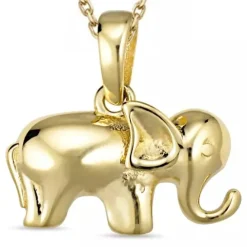 Elefant halskæde i forgyldt sølv med vedhæng i 8 karat guld