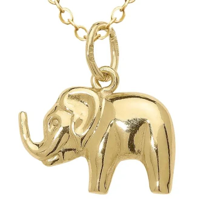 Elefant halskæde i forgyldt sølv med vedhæng i 8 karat guld