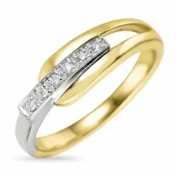 Elegant abstrakt diamant ring i 9 karat guld.- og hvidguld 0,03 ct