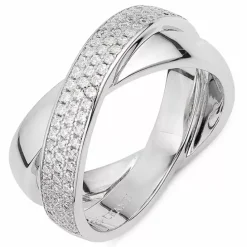 Elegant abstrakt hvid zirkon ring i sølv