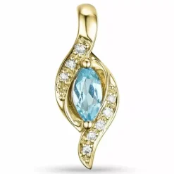 Elegant abstrakt topas vedhæng i 9 karat guld 0,04 ct 0,30 ct