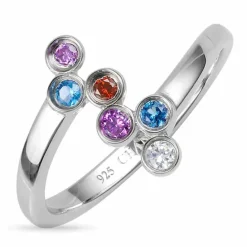 Elegant abstrakt zirkon ring i sølv