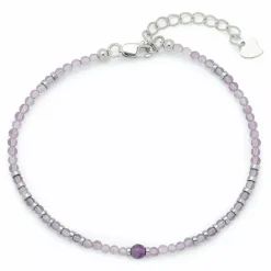 Elegant armbånd med ametyst og hematite.