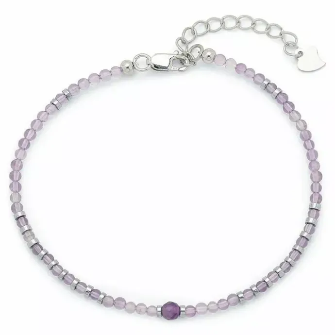 Elegant armbånd med ametyst og hematite.