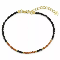 Elegant armbånd med onyks og granat og hematite.